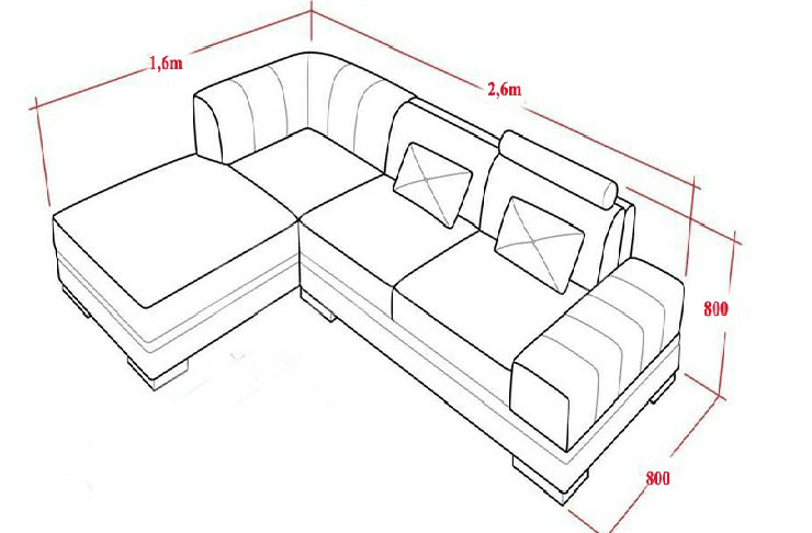 Kích thước sofa chữ L chuẩn và hay được sử dụng nhất